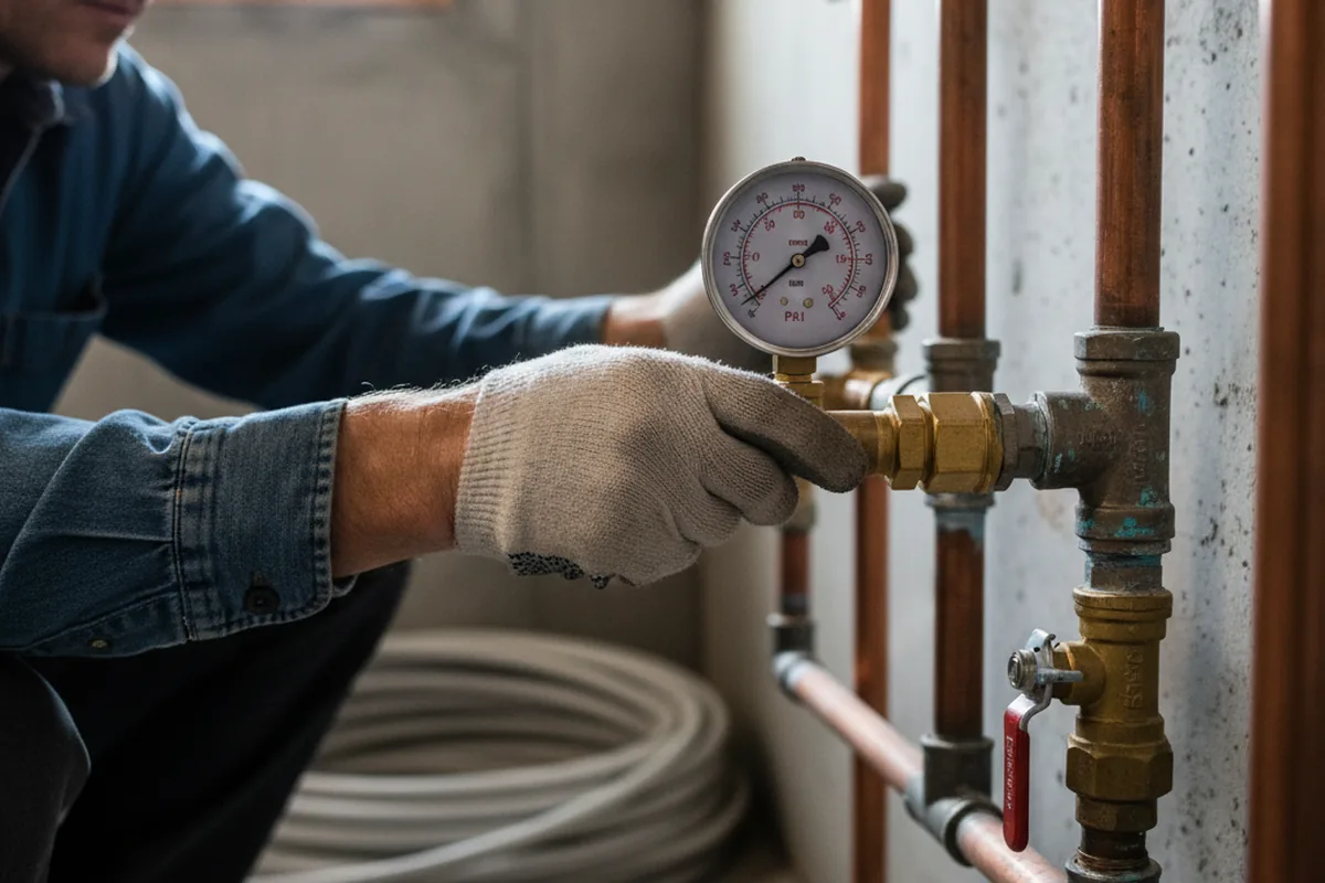 Pressure testing a repaired line during Water Line Repair in Center Point